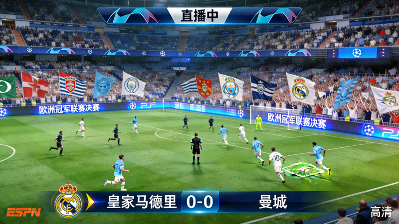 欧洲冠军联赛决赛直播画面 - 皇家马德里对阵曼城